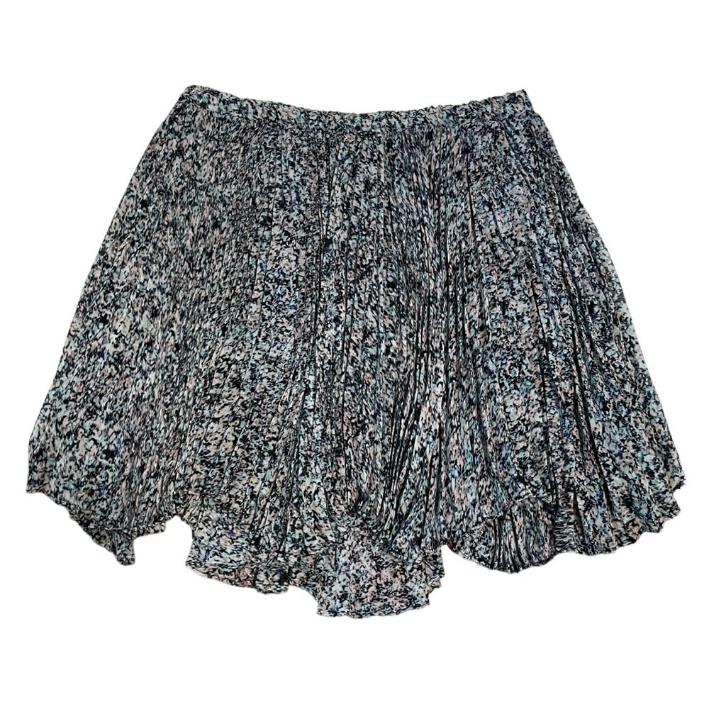 Club Monaco Black Ditsy Scallop Hem Pleated Mini Skirt US 6